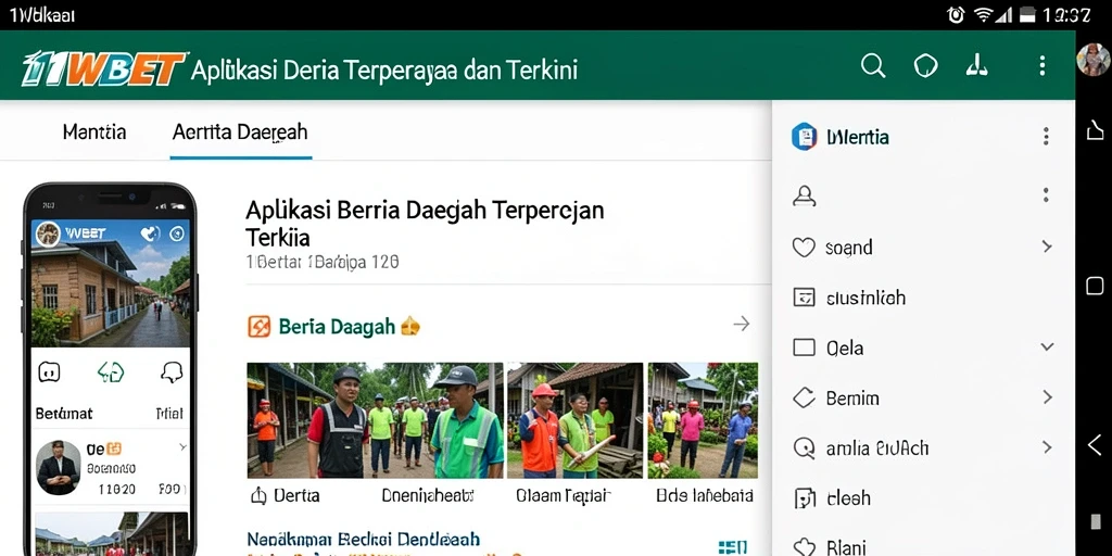 Antarmuka 11WBET yang menampilkan berita daerah terkini.