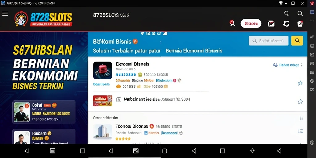 Antarmuka aplikasi 8728SLOTS menampilkan berita ekonomi terkini.