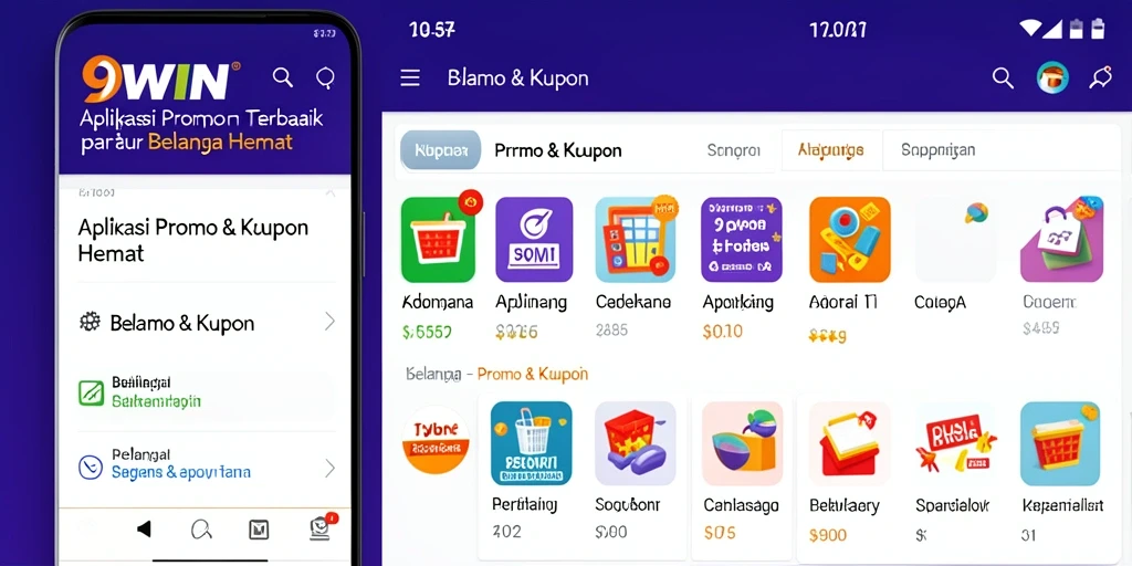 Tampilan antarmuka 9WIN dengan kupon dan promo menarik.