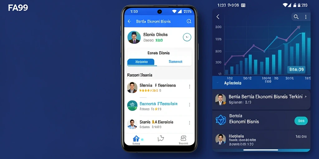 Antarmuka aplikasi FA99 yang modern dan informatif untuk berita ekonomi.