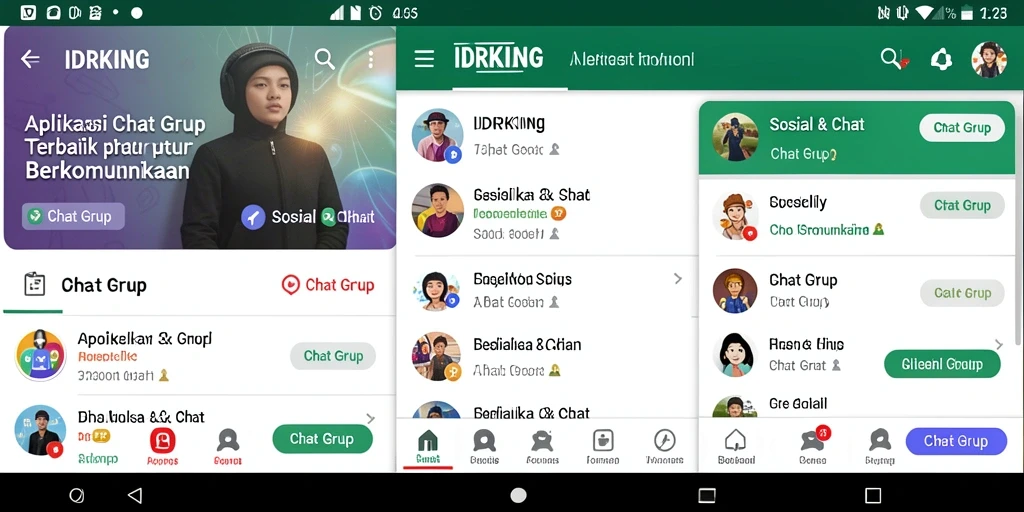 Tampilan antarmuka IDRKING dengan fitur Chat Grup yang menarik.