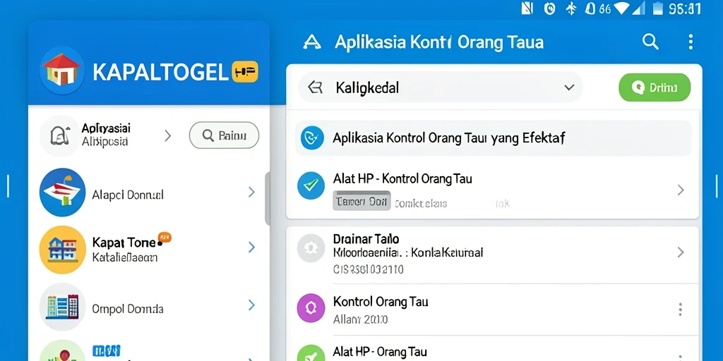 Tampilan antarmuka KAPALTOGEL yang intuitif dan fitur kontrol orang tua yang lengkap.