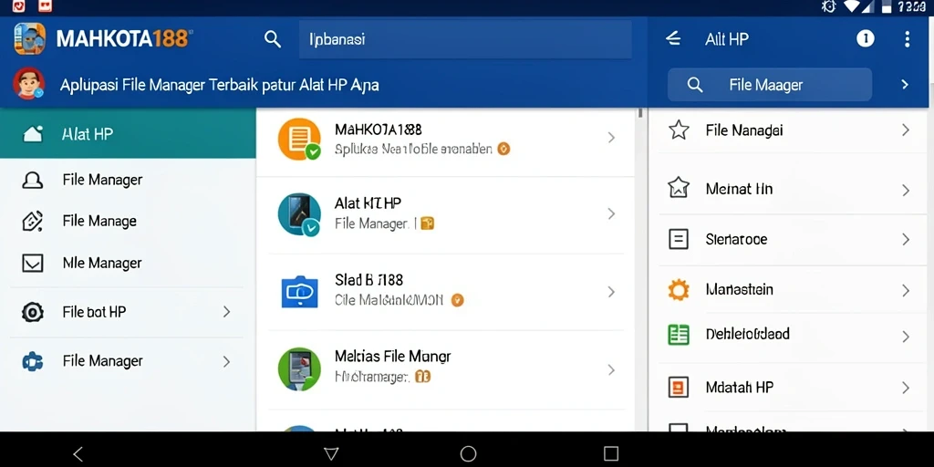 Tangkapan layar aplikasi MAHKOTA188 menunjukkan tampilan antarmuka File Manager yang ramah pengguna.