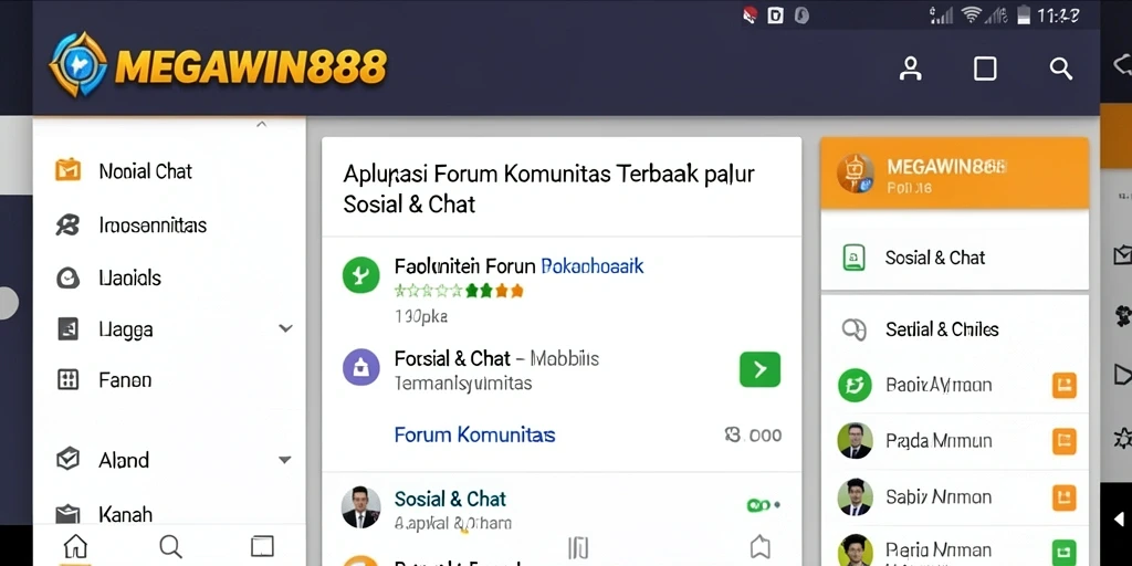 Antarmuka pengguna yang menarik dari MEGAWIN888 untuk Forum Komunitas.