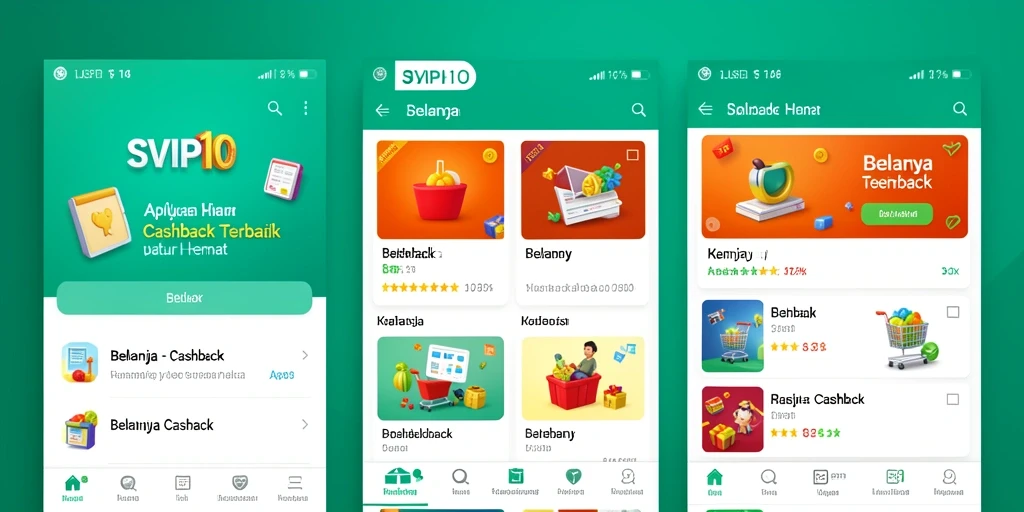 Tampilan antarmuka SVIP10 yang user-friendly untuk berbelanja dan cashback.